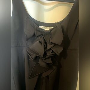 diane von furstenberg Black cocktail Dress 8 Stretchy , Pleated Back, Bow Front